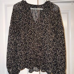 blu pepper | black floral blouse, size M
